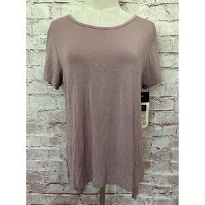 LIRA Womens Fate Top Mauve Short Sleeve Tee Open Back Ruffle Modal Size M NEW